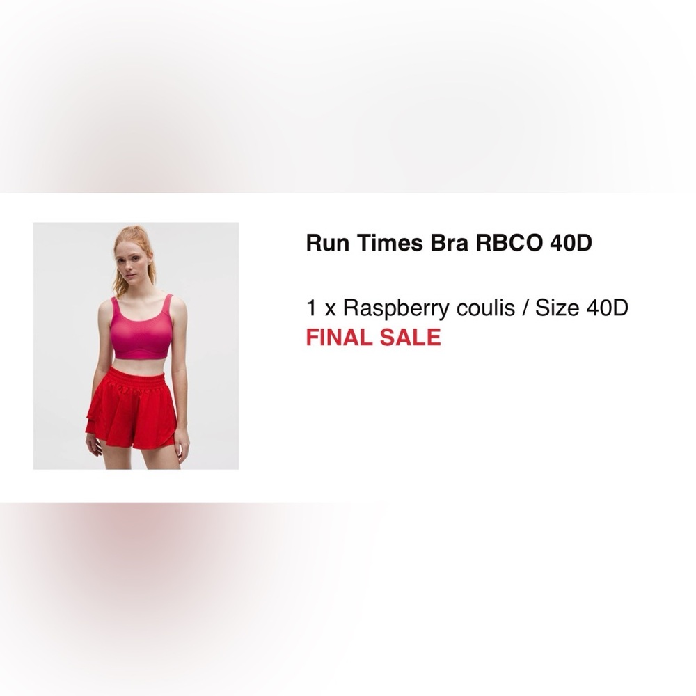NEW without tags! Run Times Bra Raspberry coulis / Size 40D